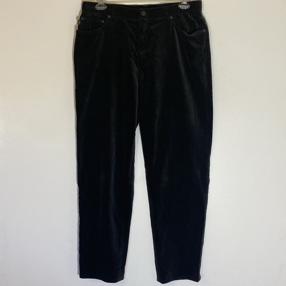 Lauren Jeans Co Pants Womens 16 Black Velvet Ralph Lauren Tapered Leg Pockets